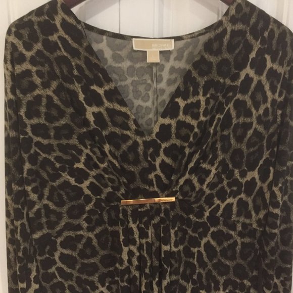 NWOT (worn once) Michael Kors high low leopard print dress size L - Picture 3 of 6